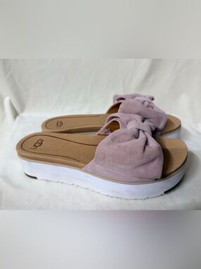 UGG suede bow platform slides